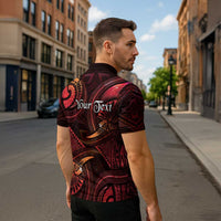 Personalised Polynesia Zodiac Aries Zipper Polo Shirt Galaxy Polynesian Pattern Chest Tattoo Style LT14 - Polynesian Pride