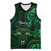 Personalised Polynesia Zodiac Taurus Basketball Jersey Galaxy Polynesian Pattern Chest Tattoo Style