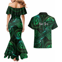 Personalised Polynesia Zodiac Taurus Couples Matching Mermaid Dress and Hawaiian Shirt Galaxy Polynesian Pattern Chest Tattoo Style LT14 - Polynesian Pride