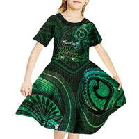 Personalised Polynesia Zodiac Taurus Kid Short Sleeve Dress Galaxy Polynesian Pattern Chest Tattoo Style LT14 - Polynesian Pride