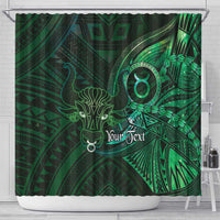 Personalised Polynesia Zodiac Taurus Shower Curtain Galaxy Polynesian Pattern Chest Tattoo Style