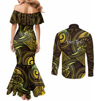 Personalised Polynesia Zodiac Gemini Couples Matching Mermaid Dress and Long Sleeve Button Shirt Galaxy Polynesian Pattern Chest Tattoo Style LT14 - Polynesian Pride