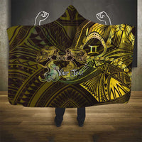 Personalised Polynesia Zodiac Gemini Hooded Blanket Galaxy Polynesian Pattern Chest Tattoo Style