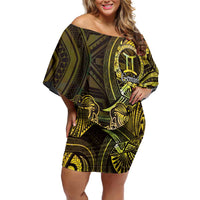 Personalised Polynesia Zodiac Gemini Off Shoulder Short Dress Galaxy Polynesian Pattern Chest Tattoo Style