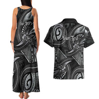 Personalised Polynesia Zodiac Cancer Couples Matching Tank Maxi Dress and Hawaiian Shirt Galaxy Polynesian Pattern Chest Tattoo Style