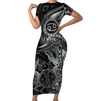 Personalised Polynesia Zodiac Cancer Family Matching Short Sleeve Bodycon Dress and Hawaiian Shirt Galaxy Polynesian Pattern Chest Tattoo Style