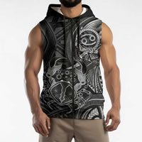 Personalised Polynesia Zodiac Cancer Sleeveless Zip Hoodie Galaxy Polynesian Pattern Chest Tattoo Style LT14 - Polynesian Pride