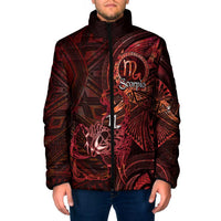 Personalised Polynesia Zodiac Scorpio Padded Jacket Galaxy Polynesian Pattern Chest Tattoo Style LT14 Men Red - Polynesian Pride