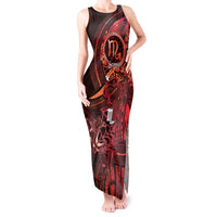 Personalised Polynesia Zodiac Scorpio Tank Maxi Dress Galaxy Polynesian Pattern Chest Tattoo Style LT14 Women Red - Polynesian Pride