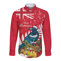New Zealand Christmas In July Long Sleeve Button Shirt Tui Bird With Kowhai Meri Kirihimete