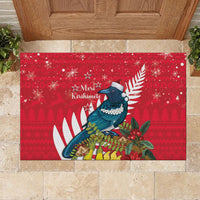 New Zealand Christmas In July Rubber Doormat Tui Bird With Kowhai Meri Kirihimete