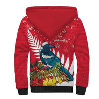 New Zealand Christmas In July Sherpa Hoodie Tui Bird With Kowhai Meri Kirihimete