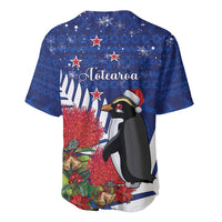 New Zealand Christmas In July Baseball Jersey Fiordland Penguin With Pohutukawa Flower
