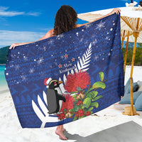 New Zealand Christmas In July Sarong Fiordland Penguin With Pohutukawa Flower