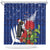 New Zealand Christmas In July Shower Curtain Fiordland Penguin With Pohutukawa Flower