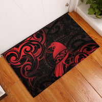 New Zealand Tui Bird Rubber Doormat Aotearoa Maori Pattern - Red LT14 Red - Polynesian Pride