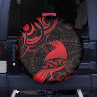 New Zealand Tui Bird Spare Tire Cover Aotearoa Maori Pattern - Red