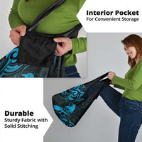 New Zealand Tui Bird Grocery Bag Aotearoa Maori Pattern - Blue