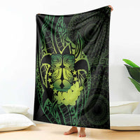 Kia Orana Kuki Airani Blanket Cook Islands Tangaroa God Tatau Green