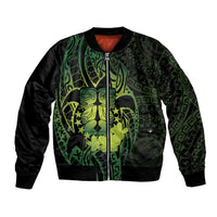 Kia Orana Kuki Airani Bomber Jacket Cook Islands Tangaroa God Tatau Green