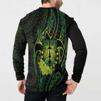 Kia Orana Kuki Airani Button Sweatshirt Cook Islands Tangaroa God Tatau Green