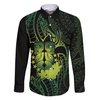 Kia Orana Kuki Airani Family Matching Long Sleeve Bodycon Dress and Hawaiian Shirt Cook Islands Tangaroa God Tatau Green