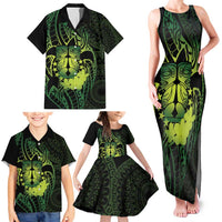 Kia Orana Kuki Airani Family Matching Tank Maxi Dress and Hawaiian Shirt Cook Islands Tangaroa God Tatau Green