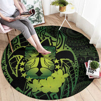 Kia Orana Kuki Airani Round Carpet Cook Islands Tangaroa God Tatau Green