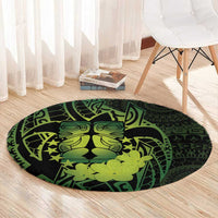 Kia Orana Kuki Airani Round Carpet Cook Islands Tangaroa God Tatau Green