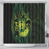 Kia Orana Kuki Airani Shower Curtain Cook Islands Tangaroa God Tatau Green