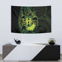 Kia Orana Kuki Airani Tapestry Cook Islands Tangaroa God Tatau Green