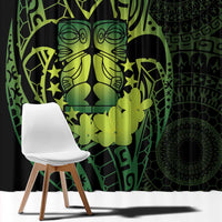 Kia Orana Kuki Airani Window Curtain Cook Islands Tangaroa God Tatau Green