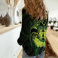 Kia Orana Kuki Airani Women Casual Shirt Cook Islands Tangaroa God Tatau Green