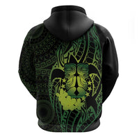 Kia Orana Kuki Airani Zip Hoodie Cook Islands Tangaroa God Tatau Green