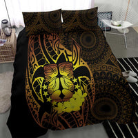 Kia Orana Kuki Airani Bedding Set Cook Islands Tangaroa God Tatau Gold