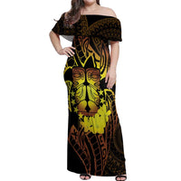 Kia Orana Kuki Airani Off Shoulder Maxi Dress Cook Islands Tangaroa God Tatau Gold