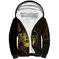 Kia Orana Kuki Airani Sherpa Hoodie Cook Islands Tangaroa God Tatau Gold