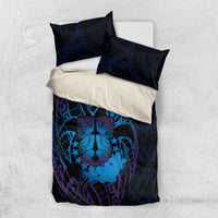 Kia Orana Kuki Airani Bedding Set Cook Islands Tangaroa God Tatau Purple