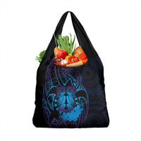 Kia Orana Kuki Airani Grocery Bag Cook Islands Tangaroa God Tatau Purple