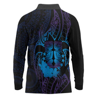 Kia Orana Kuki Airani Long Sleeve Polo Shirt Cook Islands Tangaroa God Tatau Purple