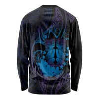 Kia Orana Kuki Airani Long Sleeve Shirt Cook Islands Tangaroa God Tatau Purple