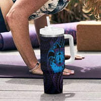Kia Orana Kuki Airani Tumbler With Handle Cook Islands Tangaroa God Tatau Purple