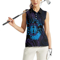 Kia Orana Kuki Airani Women Sleeveless Polo Shirt Cook Islands Tangaroa God Tatau Purple
