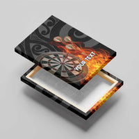 Personalised Aotearoa Darts Canvas Wall Art Maori Koru Flaming Dartboard