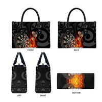 Personalised Aotearoa Darts Leather Bag Maori Koru Flaming Dartboard - Polynesian Pride
