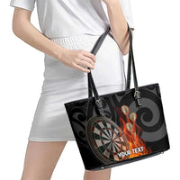 Personalised Aotearoa Darts Leather Tote Bag Maori Koru Flaming Dartboard LT14 - Polynesian Pride