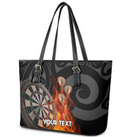 Personalised Aotearoa Darts Leather Tote Bag Maori Koru Flaming Dartboard LT14 - Polynesian Pride