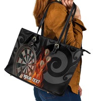 Personalised Aotearoa Darts Leather Tote Bag Maori Koru Flaming Dartboard LT14 - Polynesian Pride