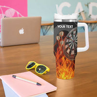 Personalised Aotearoa Darts Tumbler With Handle Maori Koru Flaming Dartboard