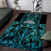Maori Language Week Area Rug Kia Mau Ki To Ukaipo Paua Shell Color LT14 Turquoise - Polynesian Pride